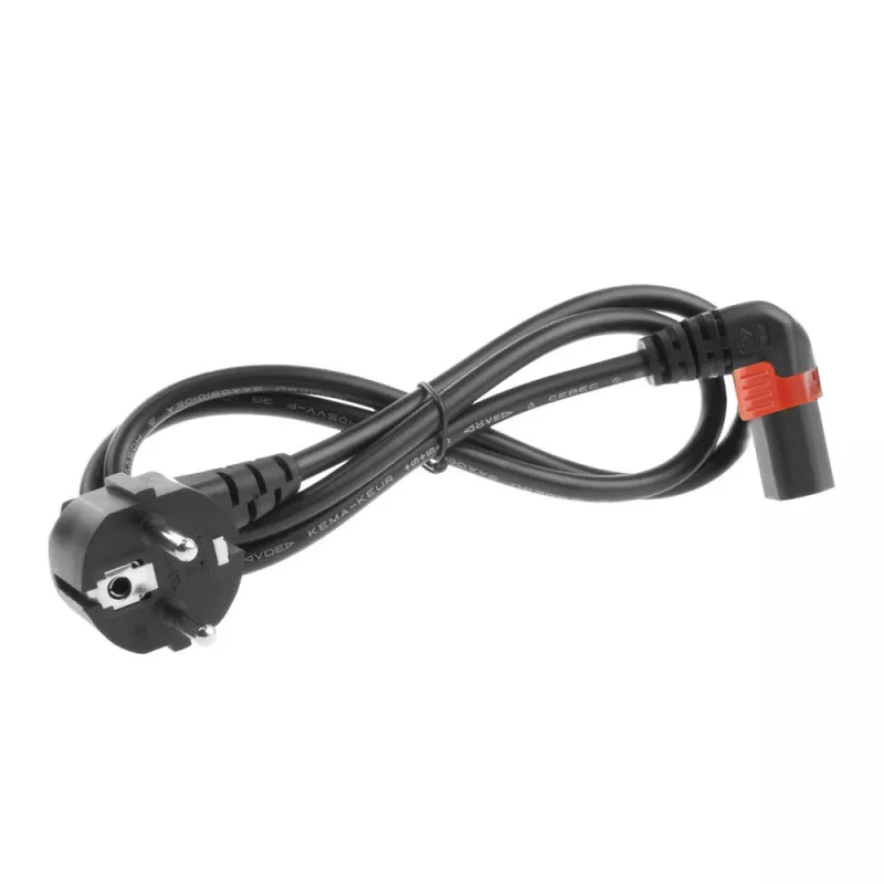 ACT Powercord CEE 7/7 male (angled) - C13 IEC Lock (up angled) black 2 m, EL452S