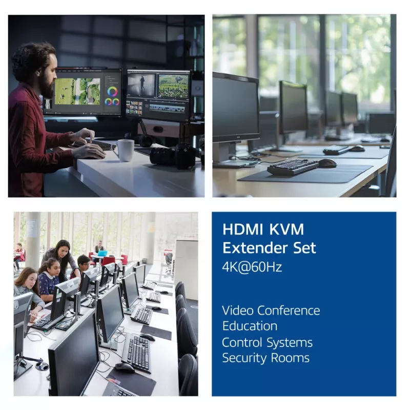 ACT 4K HDMI 2.0 KVM extender set over CAT6A up to 70 meters