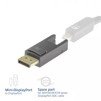 ACT Replacement adapter Mini DisplayPort to DisplayPort for DisplayPort Active Optical Cables with detachable connector