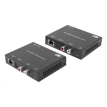 Audio extender set ACT AC7710 — digital/analog over Cat5e/Cat6 with DAC, TOSLINK I/O, up to 300 m, 5V USB-powered