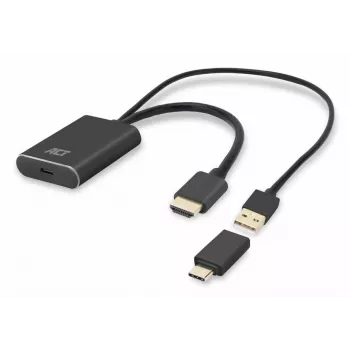 ACT HDMI to USB Type-C female adapter, 4K@60Hz. Cable length: 0.25 m, Connector 1: USB Type-C, Connector 2: HDMI + USB. Quantity per pack: 1 pc(s)