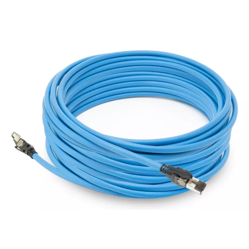 ACT Blue 40 meters S/FTP CAT6A B2ca PoE++ 100W solid prefab installation cable, RJ45 male – male