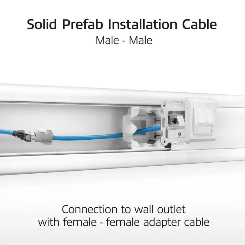 ACT Blue 65 meters S/FTP CAT6A B2ca PoE++ 100W solid prefab installation cable, RJ45 male – male