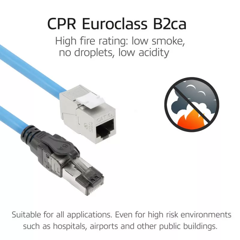 ACT S/FTP Cat6A B2ca PoE++ 100W solid prefab installation cable with RJ45 male–female, 70 m (FB0170)
