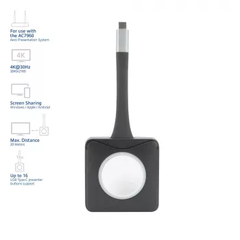 ACT Aero 4K Presenter Button, Button kit, Black, 1 pc(s), 3840 x 2160, Aero 4K Wireless Presentation System, 0 - 40 °C