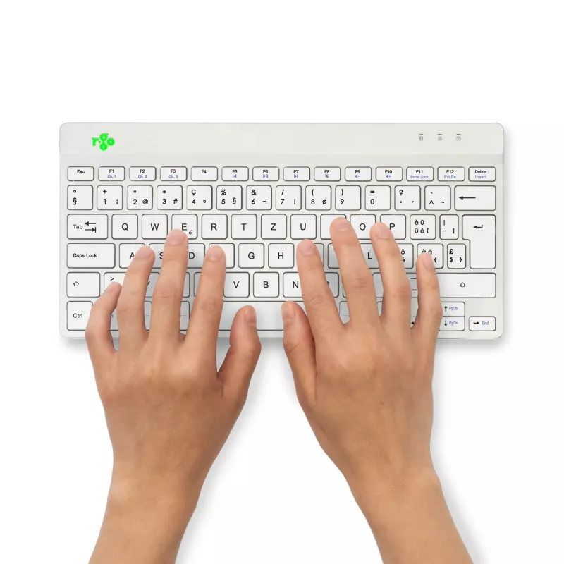 R-Go Tools Ergonomic keyboard R-Go Compact Break, compact keyboard with break software, QWERTZ (CH), Bluetooth, white