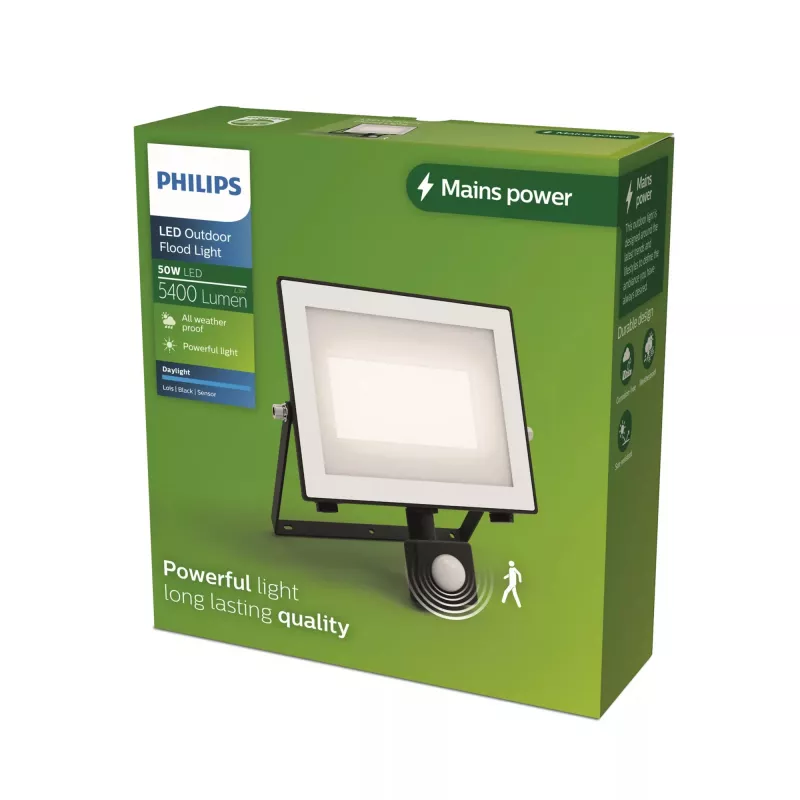 Outdoor Wall Light Philips Lois 50W LED, Black, Metal Housing, Non-changeable LED, 220–240V