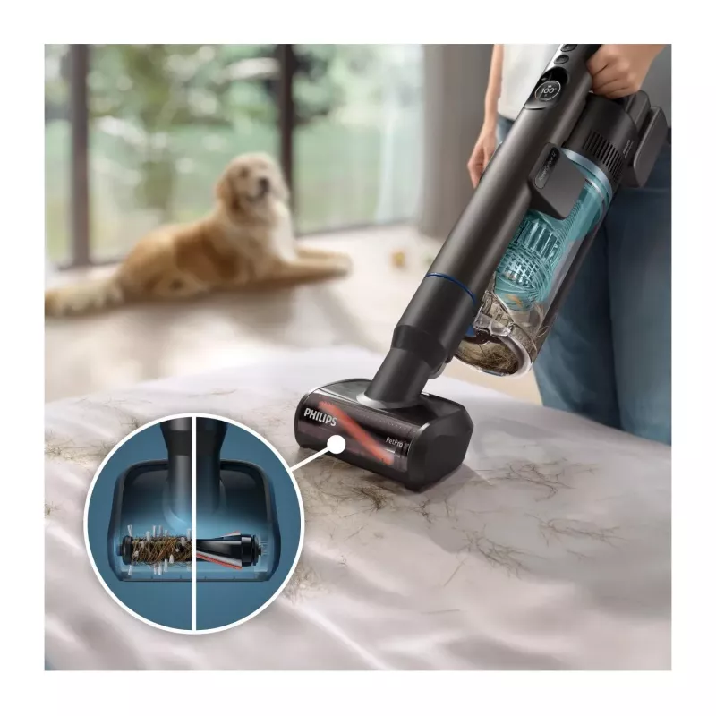 2-in-1 stick vacuum Philips XC8155/01 — battery-powered dry & wet bagless cleaner, 25.2 V, 0.6 L dust bin, blue