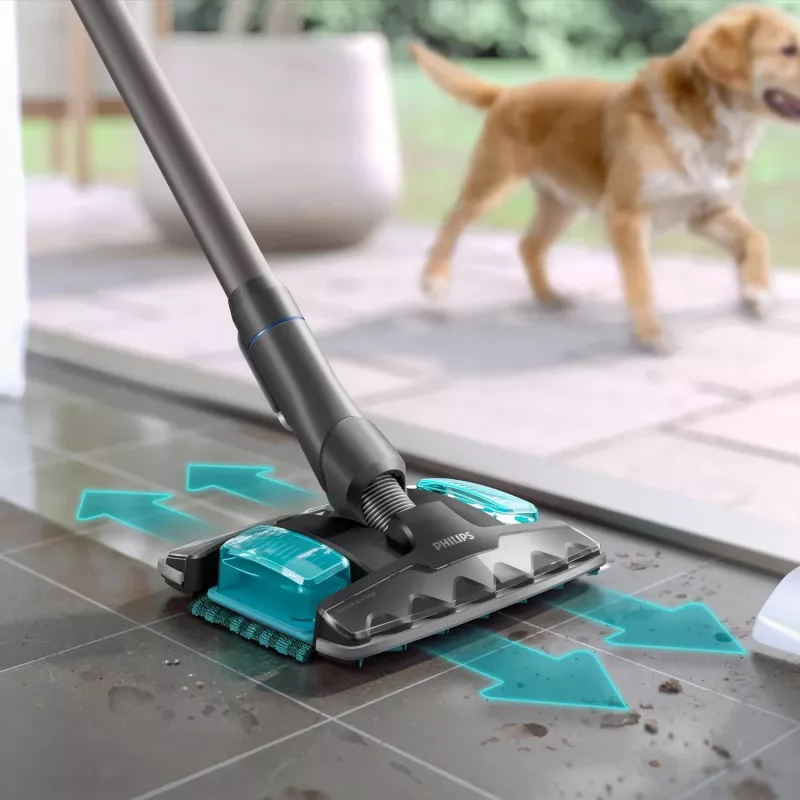 2-in-1 stick vacuum Philips XC8155/01 — battery-powered dry & wet bagless cleaner, 25.2 V, 0.6 L dust bin, blue