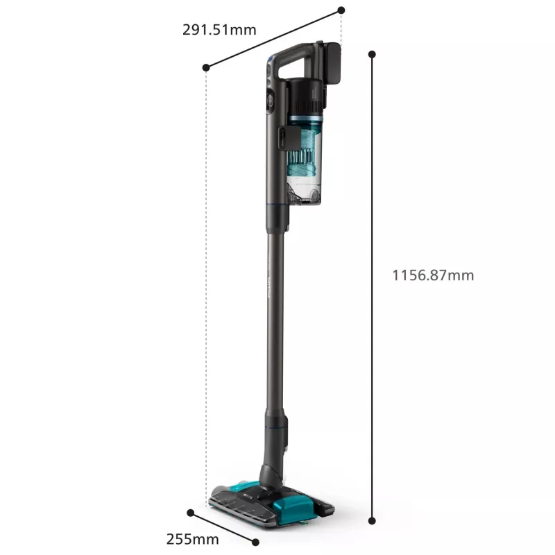 2-in-1 stick vacuum Philips XC8155/01 — battery-powered dry & wet bagless cleaner, 25.2 V, 0.6 L dust bin, blue