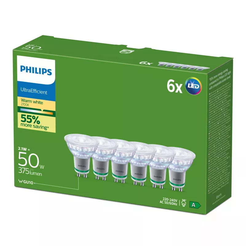 LED bulb Philips GU10 2.1 W 375 lm Warm white 36° CRI 80 (EAN )