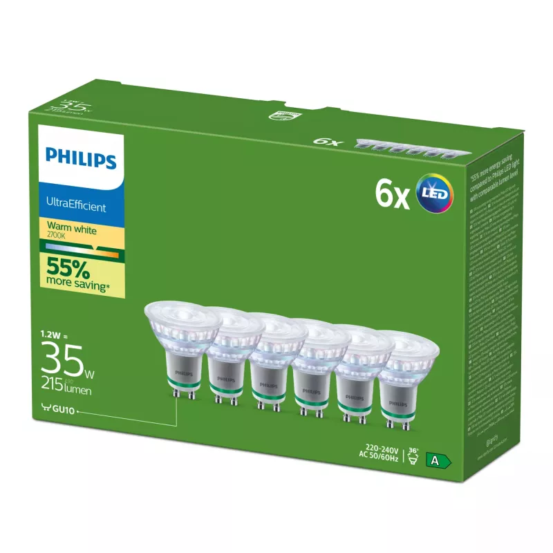 LED bulb Philips GU10 1.2 W 215 lm Warm white 36° CRI 80