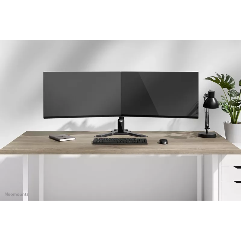 Dual monitor stand Neomounts DS45-600BL2 for 10–32 inch screens, supports 2 displays, max 6 kg, VESA 75x75–100x100, freestanding, black