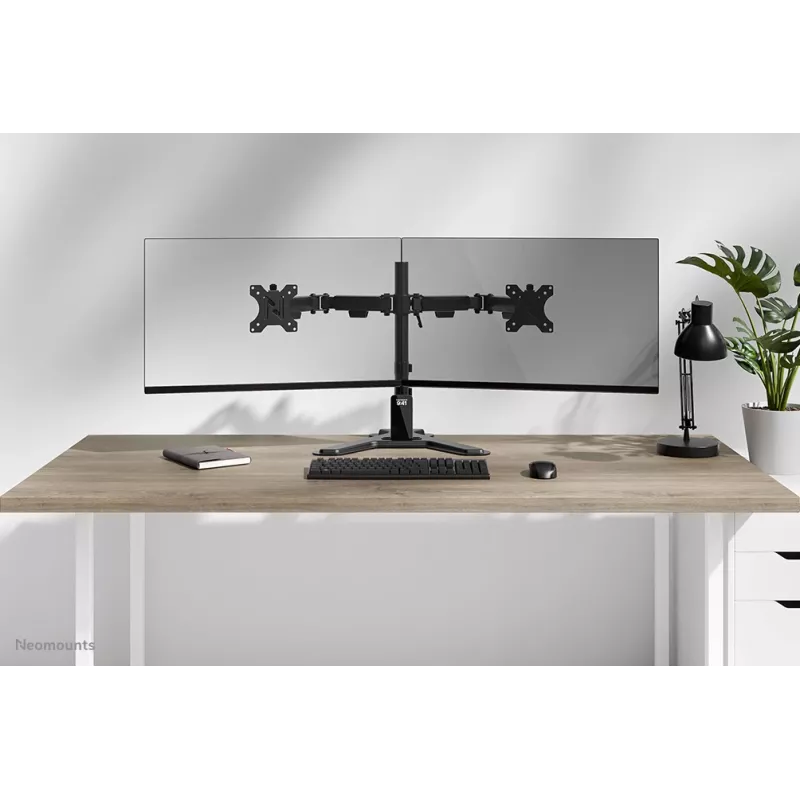 Dual monitor stand Neomounts DS45-600BL2 for 10–32 inch screens, supports 2 displays, max 6 kg, VESA 75x75–100x100, freestanding, black