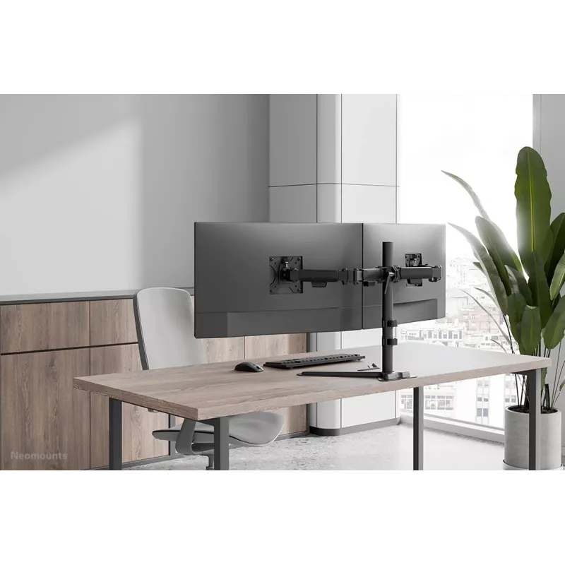 Dual monitor stand Neomounts DS45-600BL2 for 10–32 inch screens, supports 2 displays, max 6 kg, VESA 75x75–100x100, freestanding, black