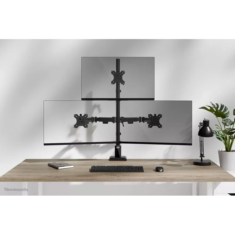 Neomounts DS60-600BL2-1 Triple monitor arm 10-32 inch, Clamp/Grommet, 9 kg, 25.4 cm (10 inch), 81.3 cm (32 inch), 100 x 100 mm, Black