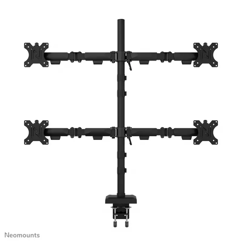 Quadruple monitor arm Neomounts DS60-600BL2-2 for 10–32 inch screens, VESA 75x75–100x100, max load 8 kg, clamp/grommet, black