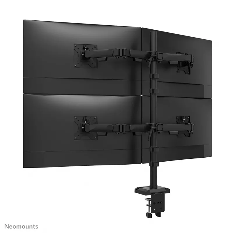 Quadruple monitor arm Neomounts DS60-600BL2-2 for 10–32 inch screens, VESA 75x75–100x100, max load 8 kg, clamp/grommet, black