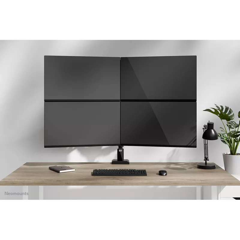 Quadruple monitor arm Neomounts DS60-600BL2-2 for 10–32 inch screens, VESA 75x75–100x100, max load 8 kg, clamp/grommet, black