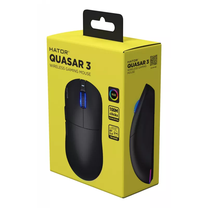 HATOR Quasar 3 Wireless mouse Gaming Ambidextrous RF Wireless + Bluetooth + USB Type-A Optical 12000 DPI