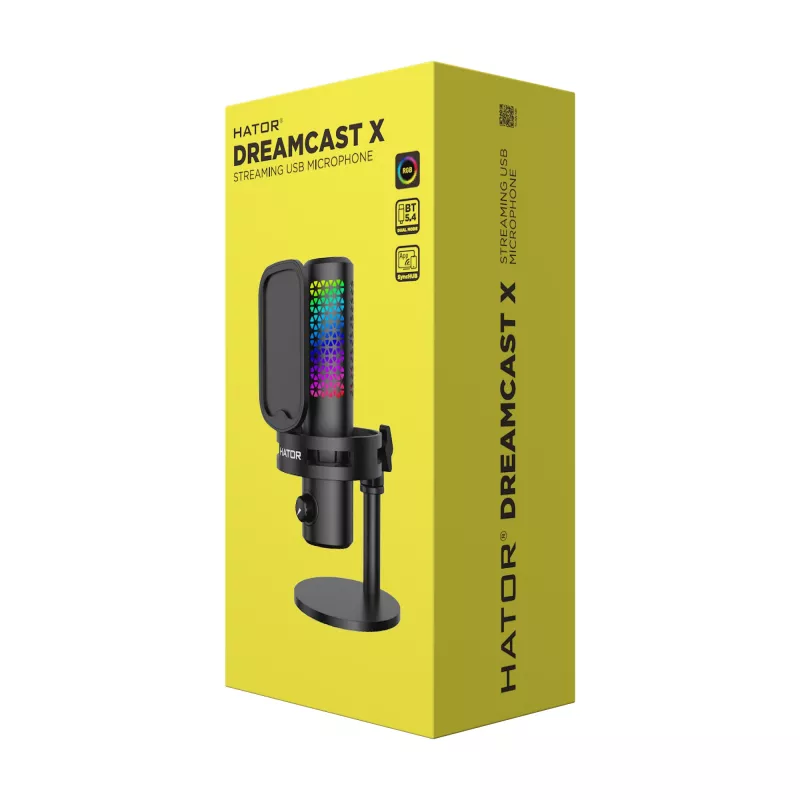 HATOR Dreamcast X, Black, Podcast microphone, -32 dB, 20 - 16000 Hz, 16 bit, 96 kHz, 70 dB