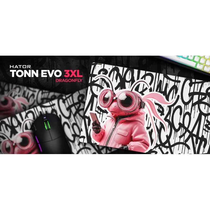 HATOR Tonn EVO 3XL Dragonfly Gaming Mouse Pad, Rubber, Multicolour