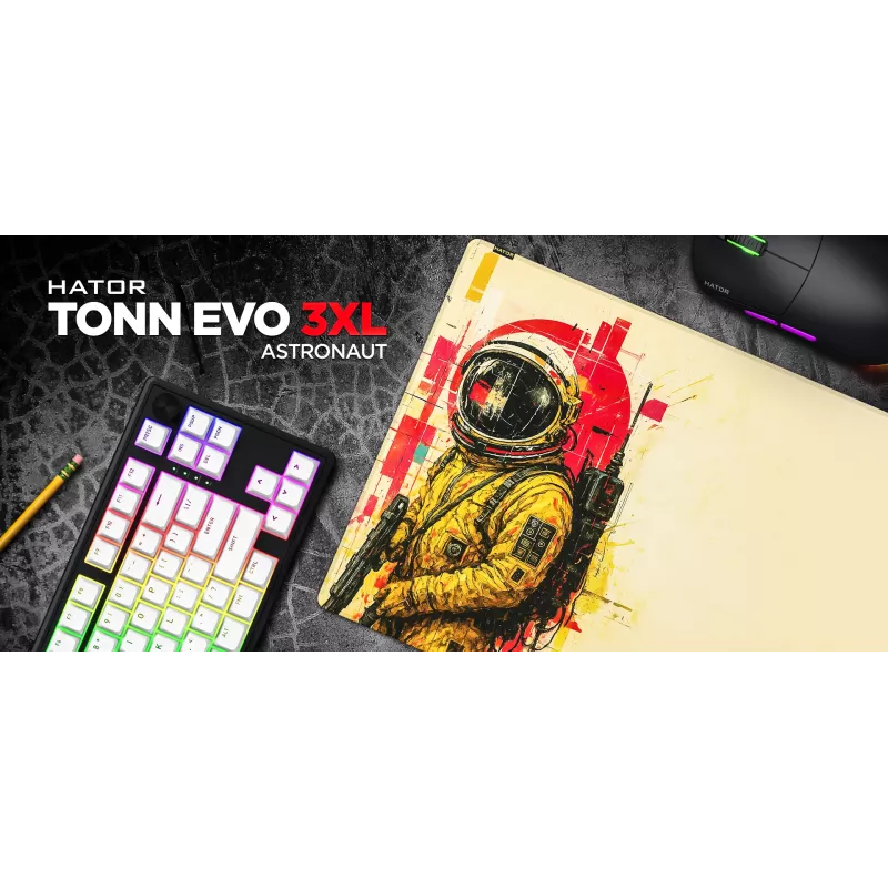 HATOR Tonn EVO 3XL Astronaut Gaming Mouse Pad, Rubber, Multicolour