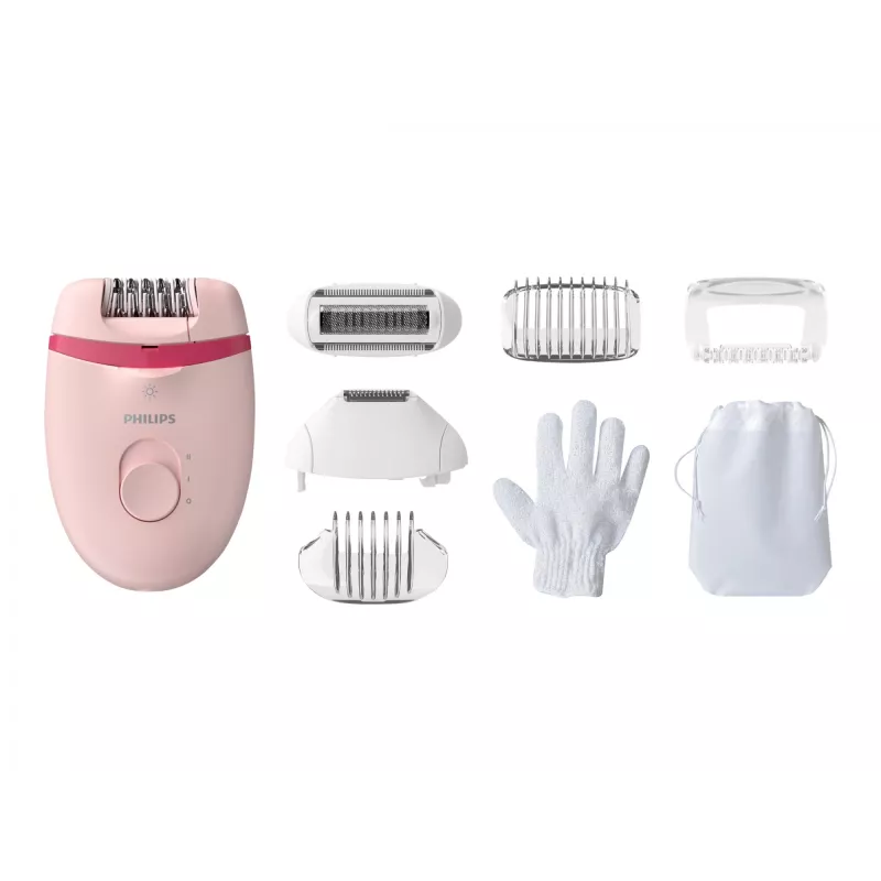 Philips Satinelle Essential BRE285/00 corded epilator, white/pink