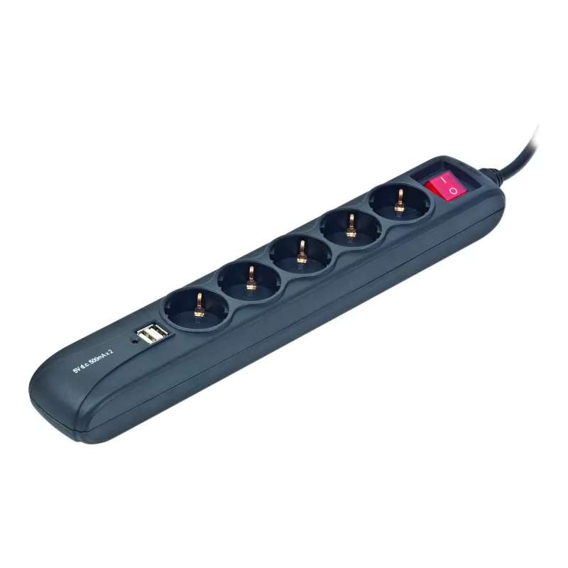 Cable Power Extension 1.5M/5OUTL. +2USB SPG5-U2-5 Gembird