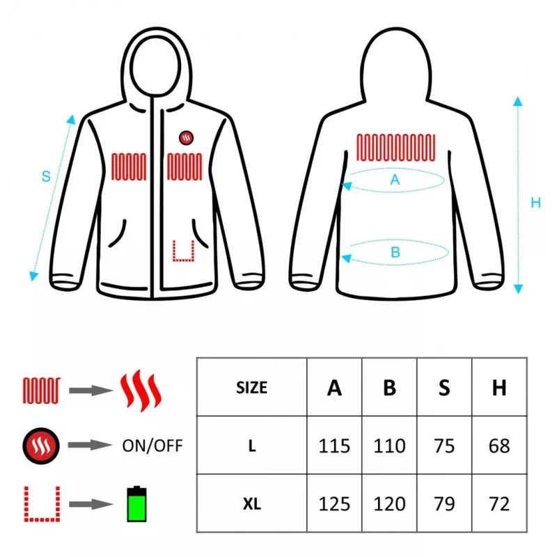 Men's heated jacket, size: L, XL