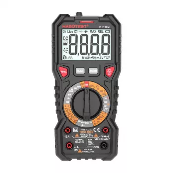 Digital Multimeter with Flashlight Habotest HT118C, True RMS, NCV, battery testing