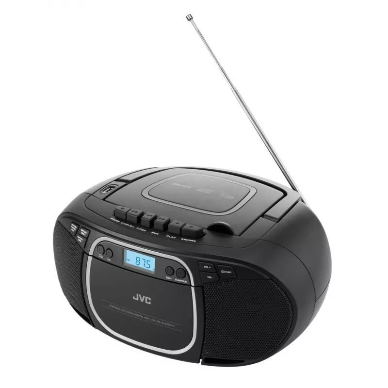 Portable CD player JVC RC-E451B Black — CD/MP3, Bluetooth, FM 87.5–108 MHz, USB, AUX, 3.2W RMS