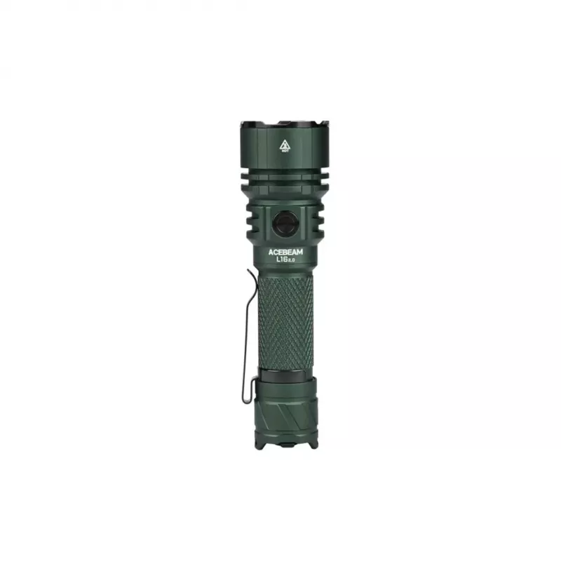Hand flashlight AceBeam L16 2.0 Green — rechargeable 21700 Li‑Ion, 5000 mAh, up to 2100 lm, IP68, 7 output levels