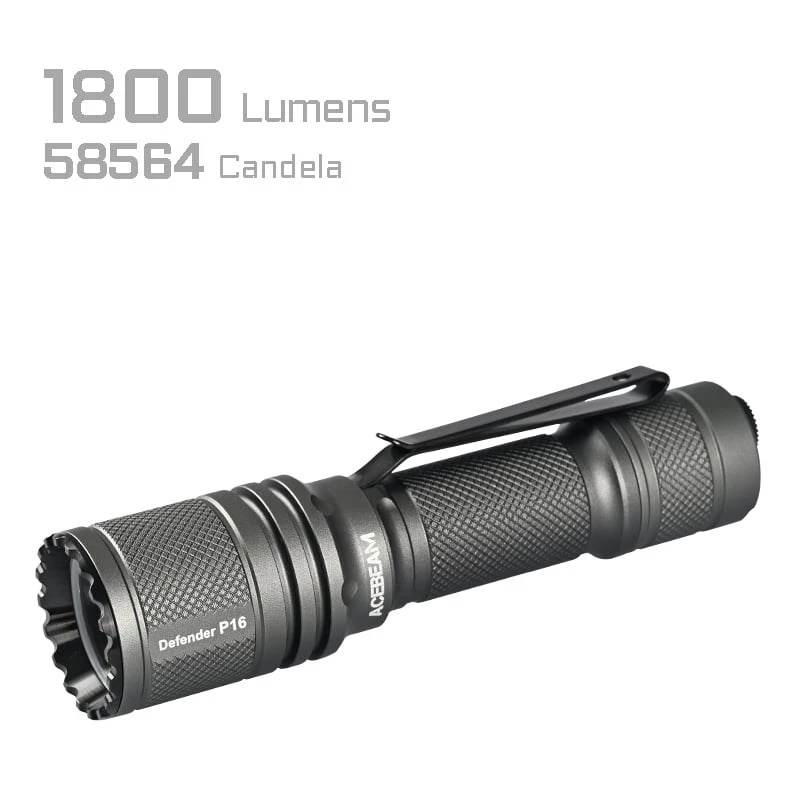 AceBeam P16 Rechargeable LED Flashlight 1000 Lumens Gray