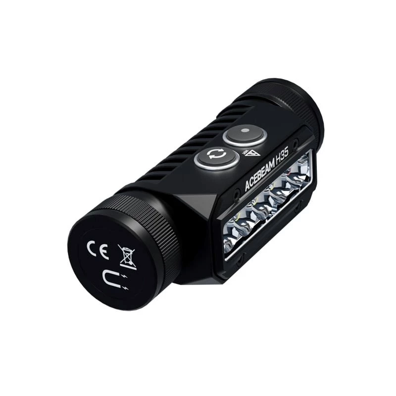 Headband flashlight AceBeam H35 — LED headlamp, 2600 lm max, 170 m beam, IP68, 18650 3800 mAh, 216 hr runtime