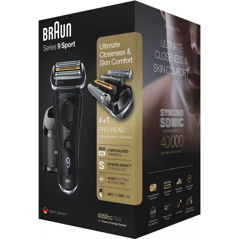Braun Series 9 9352cc Sport Foil shaver Trimmer Black Grey