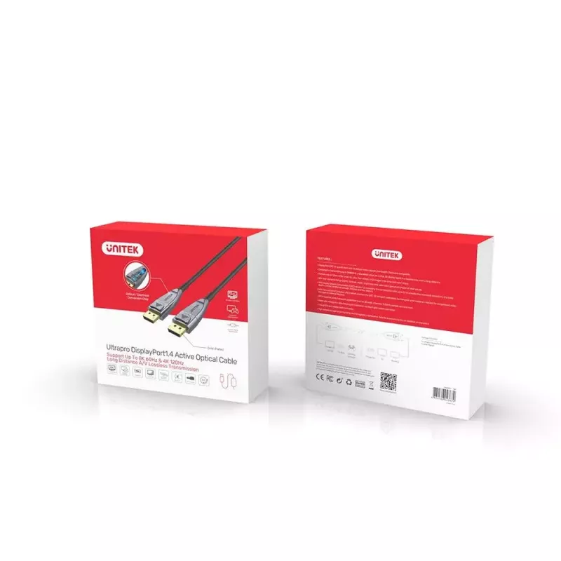 Active Optical Cable UNITEK 8K Ultrapro DisplayPort 1.4 10m