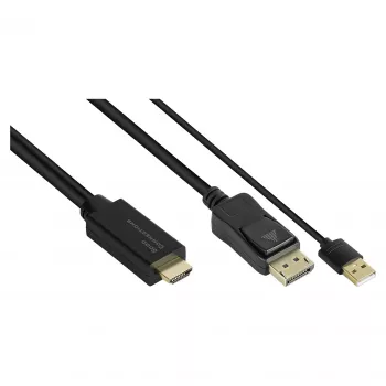 Alcasa HDMI-DP020 video cable adapter 2 m HDMI Type A DisplayPort Black