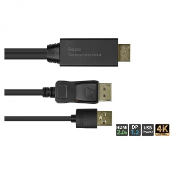 Alcasa HDMI-DP020 video cable adapter 2 m HDMI Type A DisplayPort Black