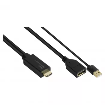 Alcasa HDMI-AD22 video cable adapter 0.3 m HDMI Type A DisplayPort Black