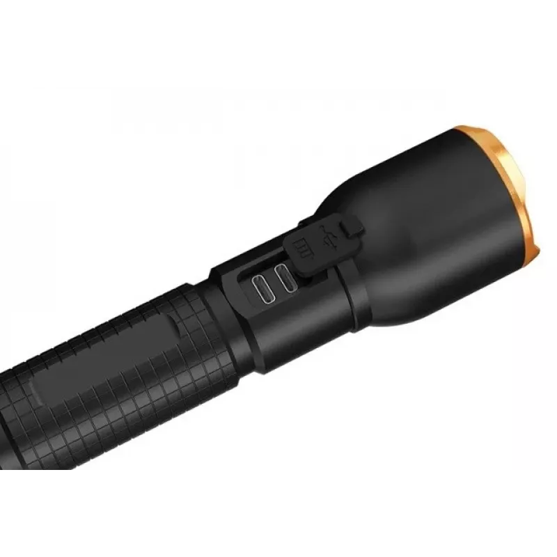 Flashlight Duracell DF4000R black — handheld rechargeable torch, compact design
