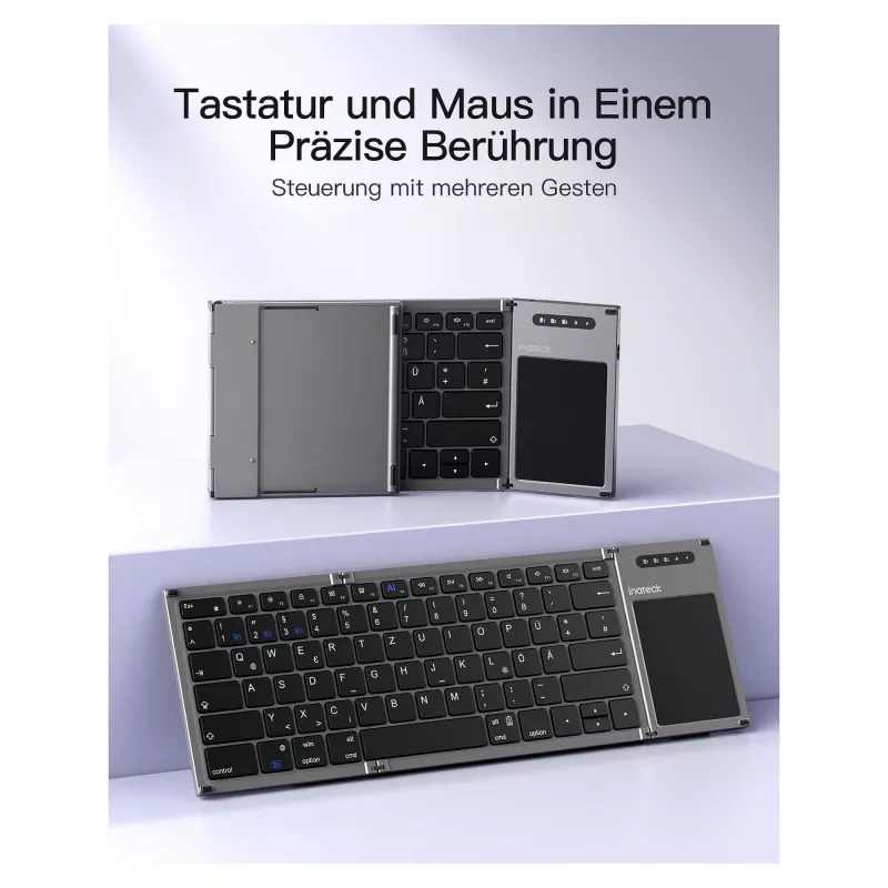 Inateck KB06101_STEEL GRAY keyboard Home RF Wireless + Bluetooth QWERTZ English Black