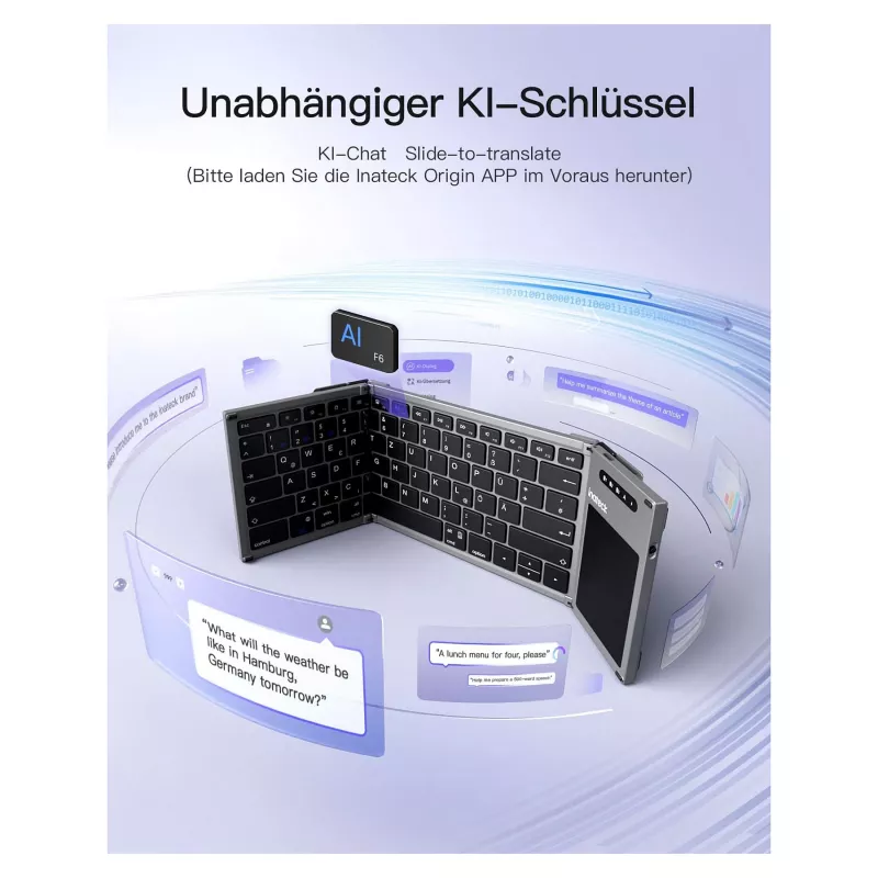 Inateck KB06101_STEEL GRAY keyboard Home RF Wireless + Bluetooth QWERTZ English Black