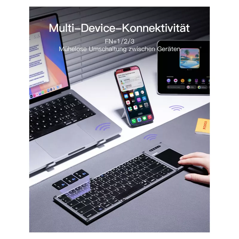 Inateck KB06101_STEEL GRAY keyboard Home RF Wireless + Bluetooth QWERTZ English Black