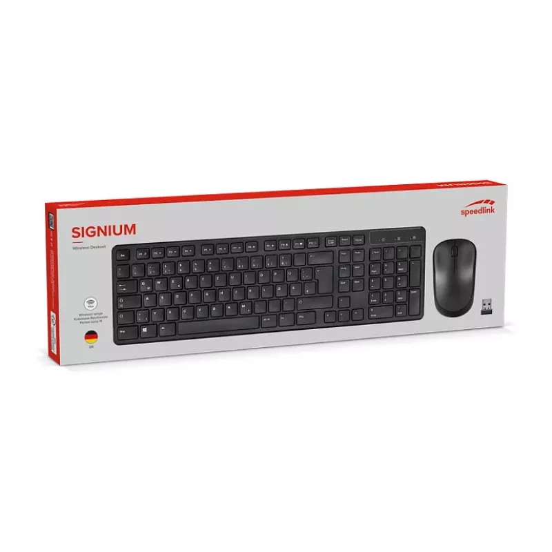 Wireless deskset Speedlink SIGNIUM SL-640303-BK Black — DE layout, cordless keyboard and mouse