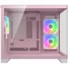Mini Tower PC Case Cougar FV150 ARGB — Pink, supports 2x 120/140 mm side fans, 1x 120 mm rear, 2.5 inch/3.5 inch HDD, 285×435×365 mm