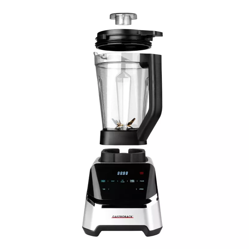 Tabletop blender GASTROBACK Mix & Soup (2000 W, 2 L, Tritan bowl, Titanium blades, Touch control, Black/Stainless steel)