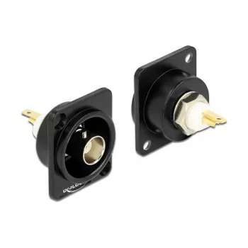 BNC female wire connector DELOCK 86788, black, 26×31.4×31 mm