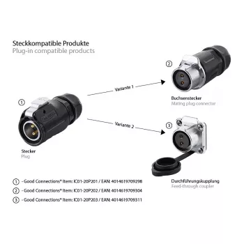 Wire Connector Alcasa IC01-20P202 S1 Power 2-pin Black