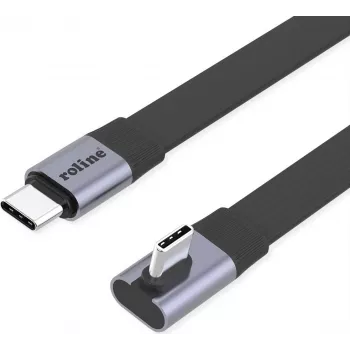 ROLINE USB4-2.0 Cable 80 Gbit/s Flat ST/ST straight-90° Angled - Cable - Digital/Data